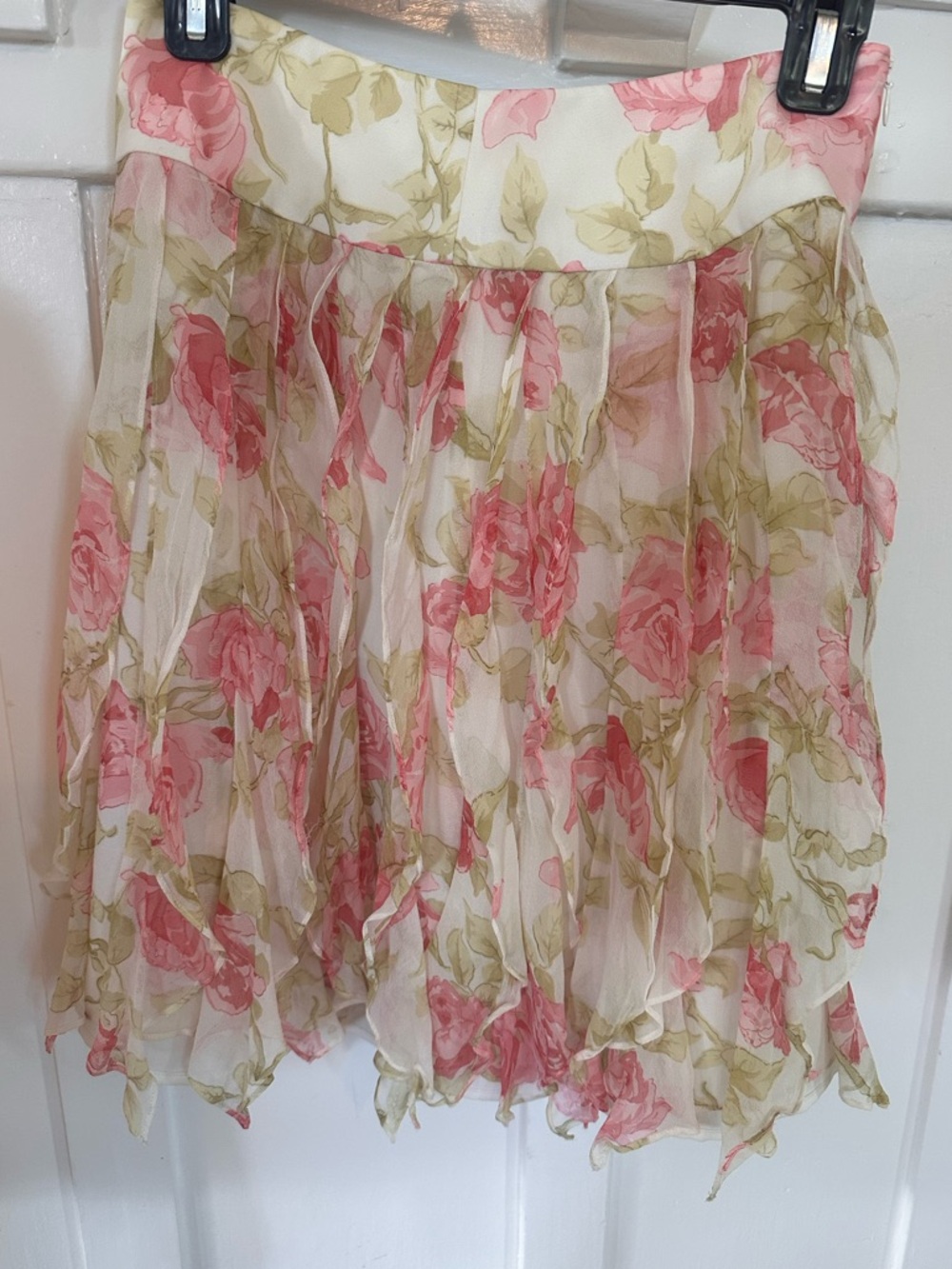 Floral Pink and Cream Chiffon Circle Skirt